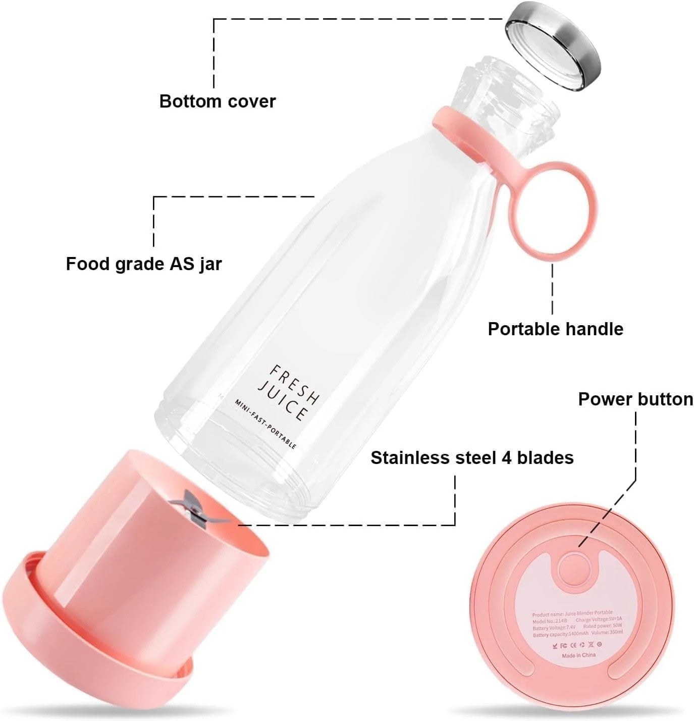 Mini Fruit Juicer Blender Machine for Protein Shakes and Smoothies portable juicer blender