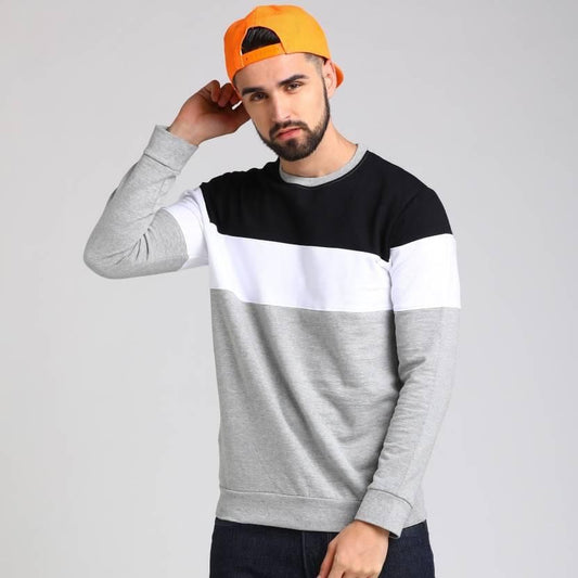 SKITTZZ Cotton Color Block Full Sleeves Mens Round Neck T-Shirt