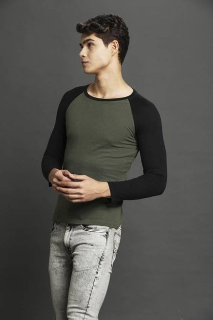 SKITTZZ Cotton Solid Full Sleeves Mens Round Neck T-Shirt
