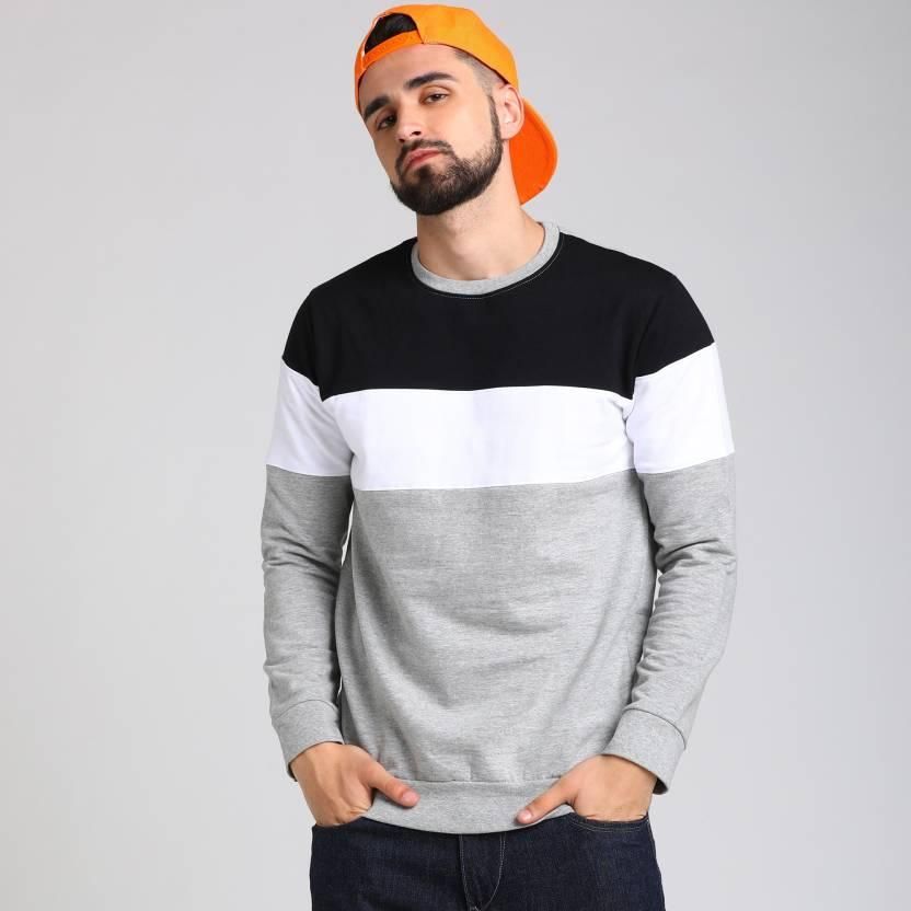 SKITTZZ Cotton Color Block Full Sleeves Mens Round Neck T-Shirt